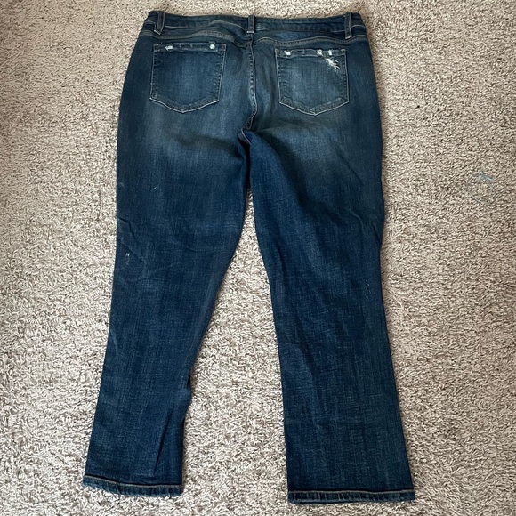 EUC NY Co. Soho Stretch High Waist Crop Distressed Boyfriend Jeans, Sz 14 denim - Picture 3 of 8